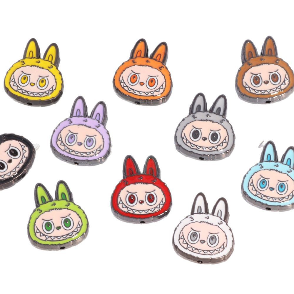 Wholesale 10PCS New DIY straight hole beads cute cartoon anime labubu decoration mobile phone chain key chain bag chain accessories